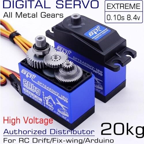 SPT5420HV-180 20kg 8.4v 0.10s High Voltage Speed Metal Gears Standard Digital Servo For RC Car Drift Airplane Fix-Wing Robot Arm