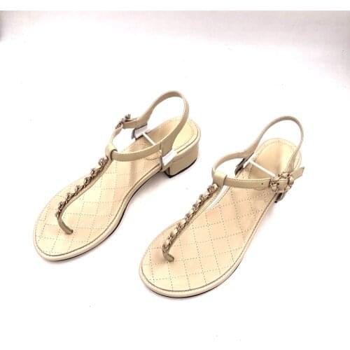 Womens Sandals New Fashion Shoes Genuine Leather Summer Sandals Hot Sell Chain Shoes Brands Designers Casual Sandals Large Size