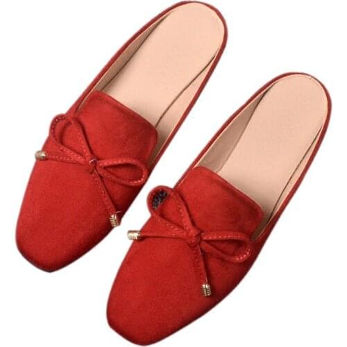 Womens Spring Mules Shoes Party Travel Designer Slippers Ladies Suede Low Heel Flip Flops Girls Non-slip Platform Home Shoes