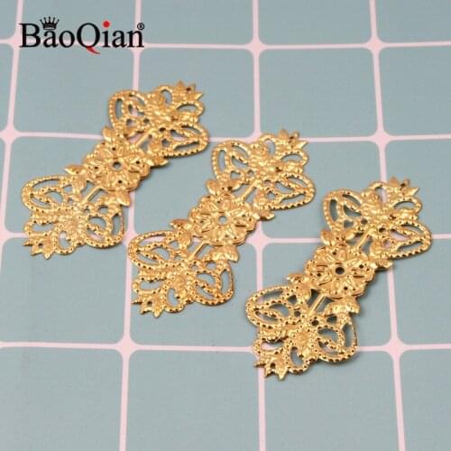 20Pcs 31x74mm Gold Color Filigree Wraps Connector Metal Sheets Scrapbooking For Crafts DIY Home Decoration Supplies