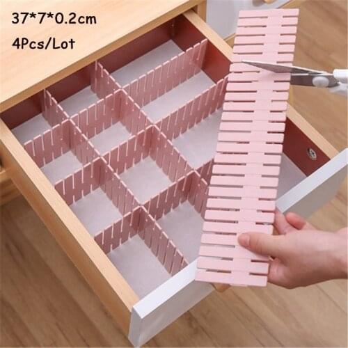 4Pcs Drawer Division Board Adjustable Drawer Divider DIY Storage Shelves Household Free Combination Partition Board