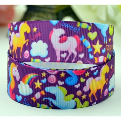 7/8'' 22mm,1" 25mm,1-1/2" 38mm,3" 75mm Unicorn Cartoon Character printed Grosgrain Ribbon party decoration X-01503 10 Yards