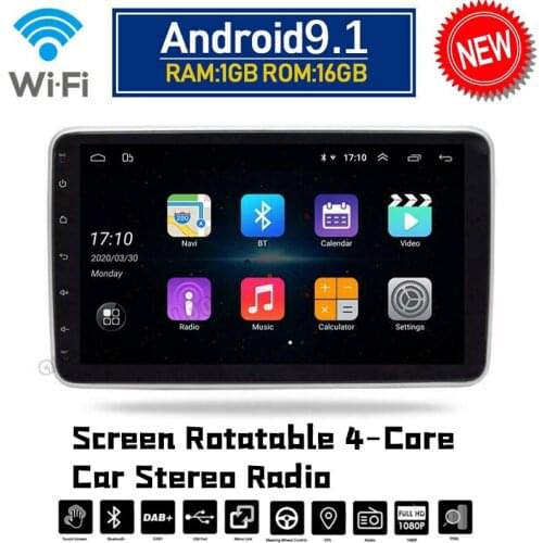 1Din Android 9.0 10.1" Screen 360 Degrees Rotatable 4-Core Car Stereo Radio General-Car GPS Navigator Car Multimedia Player