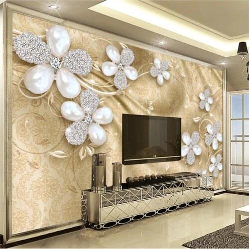 Beibehang Custom wallpaper 3D luxury soft bag diamond jewelry floral wall papier peint 5d living room bedroom mural 8d wallpaper