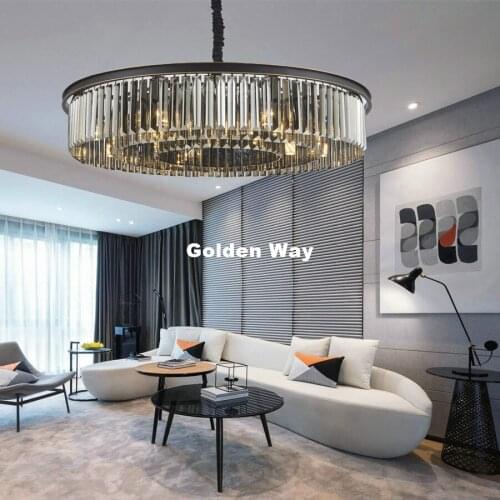 Free Shipping Modern K9 Crystal Pendant Lamp Nordic Crystal Luminarias Home Decor Smokey Black D80cm AC Crystal Pendant Lighting