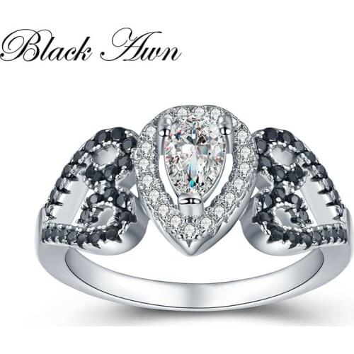 BLACK AWN 2021 New Genuine 100% Sterling 925 Silver Jewelry Square Engagement Rings for Women Gift C401