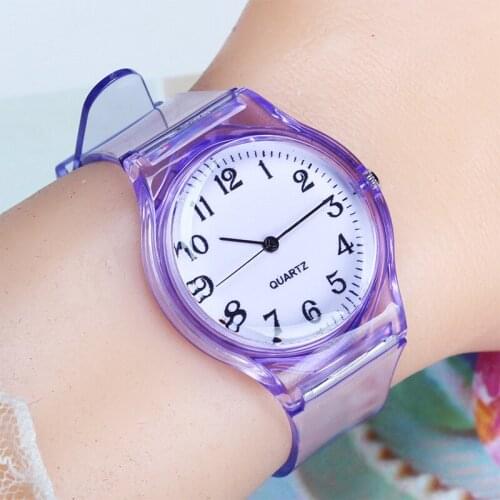 Kids Watch Children Quartz Watches Wristwatch Jelly For Girl a Boy Clocks Sport Baby Student Transparent Plastic Candy Color