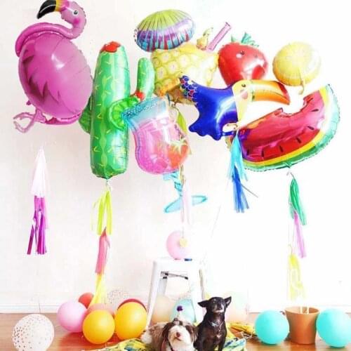 Hawaiian Summer Party Decoration Balloons Pineapple Flamingo Cactus Foil Balloon Aloha Theme Birthday Party Decor Supplies Balls