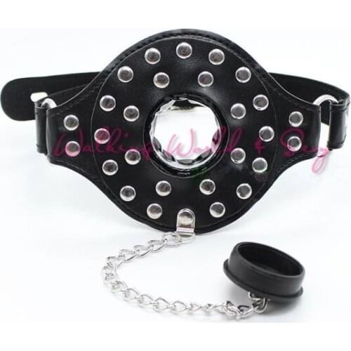 3.5cm Diameter Leather Mouth Gag Open Mouth Harness Bondage Fetish Slave Gags Mouth Plug Adult Game Sex Toys For Women And Men