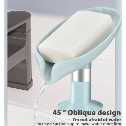 Creative Leaf-shaped Soap Box Perforated Free Standing Suction Cup Drain Bathroom Storage Soap Rack Laundry Soap Box