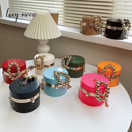Luxy moon Womens Luxury Designer Handbag Womens Evening Clutches Ladies Mini Round Shape Bag with Rhinestones ZD2160