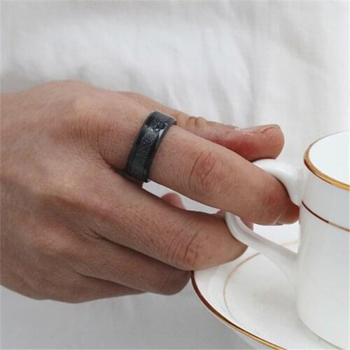 MANGOSKY Fashion 8mm Inlaid And Polished Rubber Seal Enamel Dragon Ring For Men And Women Ring