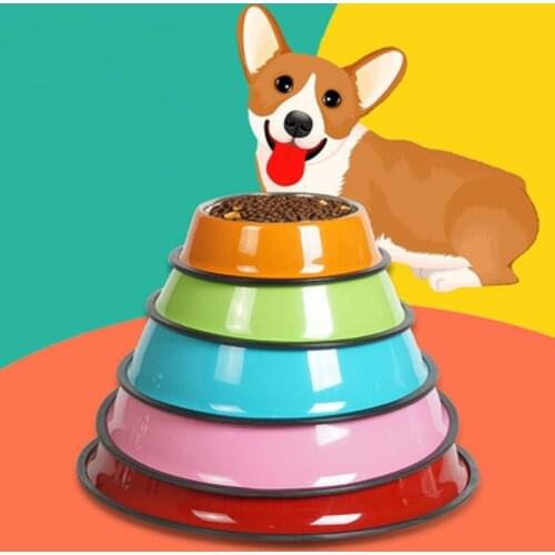 Pet Dog Bowl Stainless Steel Pet Bowls For Puppy Anti-Bite Anti-Slip Cats Dogs Feeder Drinker Washable Cat Feeding Container