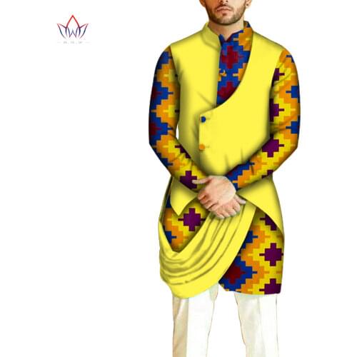 African Men Clothes Cotton Dashiki Men Long Sleeve Shirt Top Shirts Bazin Riche Men Shirt Traditional African Men Shirt WYN1016