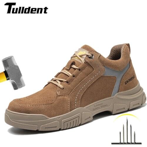 Mens Outdoor Breathable Mesh Steel Toe Anti Smashing Safety Shoes Mens Light Puncture Proof Comfortable Work Shoes Safety Boot