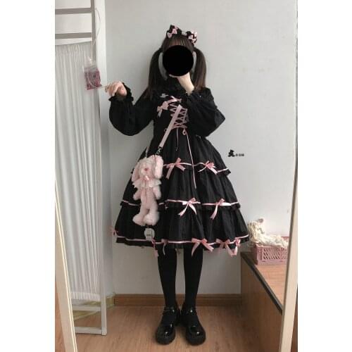 New Summer Girl Pink Lolita Bowtie Dress Harajuku Punk Sweet Preppy Style Temperament Kawaii Fashion Mini Dress