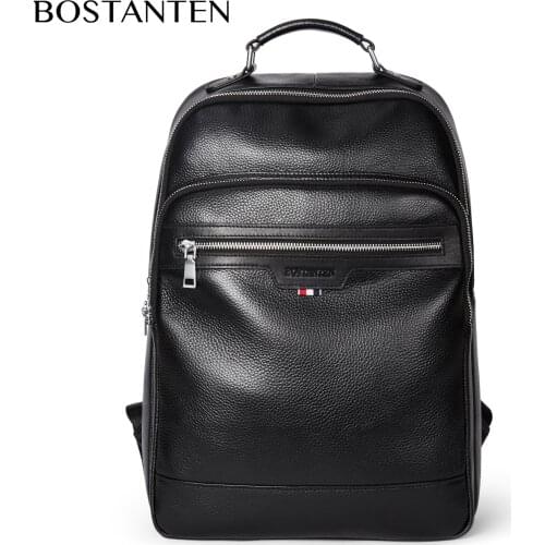 New Large Travel Backpack Teenagers School Book Bag Cowhide Genuine Leather Male Leisure Bag Men Laptop 14" Backpack