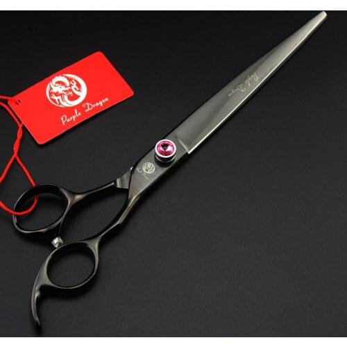 Pets Scissors 673# 7.5'' 21cm Brand Purple Dragon Hairdressing Scissors 440C Red Gem Dogs Cats Pets Cutting Shears Hair Scissors