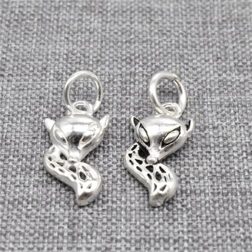 4pcs of 925 Sterling Silver Fox Charms Animal Pendants for Bracelet Necklace Earring