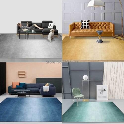 Simple Modern All-match Solid Color Gradient Blue Gray Yellow Green Living Room Bedroom Bedside Carpet Floor Mat Customization