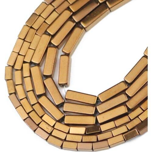 Rectangle Cuboid Copper Hematite Natural Stone Square Spacer Loose Beads For Jewelry Making Diy Bracelet Accessories 4/6/9MM