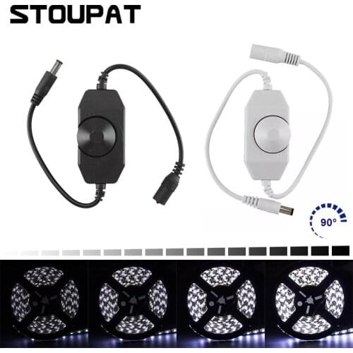 DC 12V 24V Stepless Knob LED Dimmer Switch Controller for Dimming 3528 5050 Single Color LED Strip Light Adjust Brightness