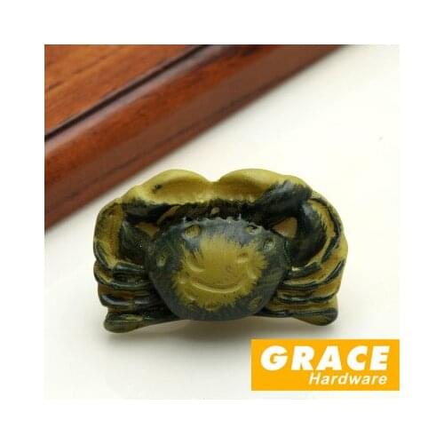Crab Ocean Marine Coat Resin Handle Pastoral Kids Home Furniture Cartoon Drawer Cabinet Knobs