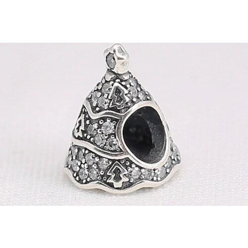 Authentic S925 Bead DIY Jewelry Christmas Star Tree Charm fit Lady Bracelet Bangle