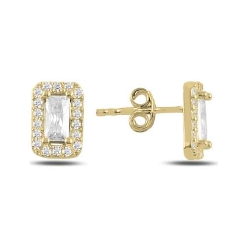 Silver 925 Sterling Baget Zircon Stone Earrings