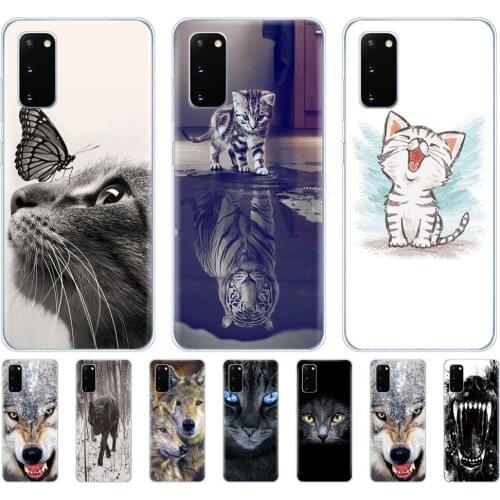 Silicon phone cover case for samsung galaxy S20 PLUS Ultra S10 lite cover for samsung note 10 plus litecat wolf animal