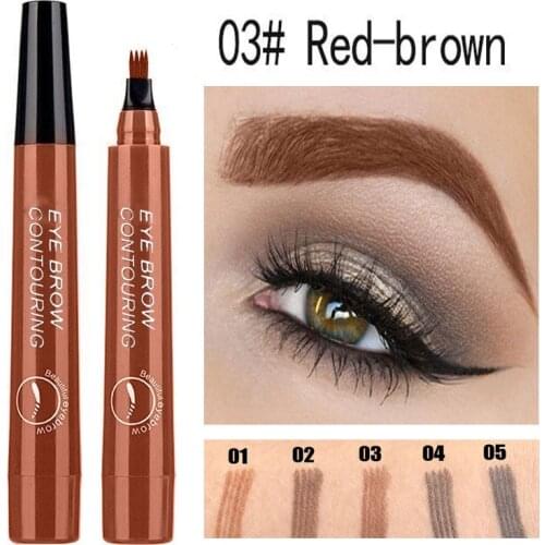 Liquid Water Eyebrow Pencil 4 Fork Tip Eyebrow Ink Pen Four-pronged Claw Head Natural Color Eyebrow Pen TSLM1