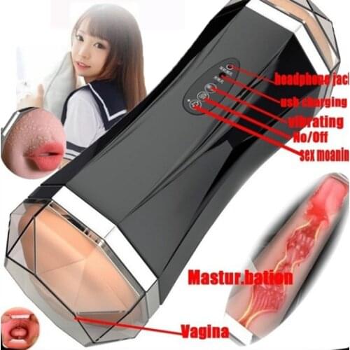 USB Rechargeable Double Head 2 in 1 Airplane Cup Male Electric Masturbation Device Adult Product Sex Exercise Device