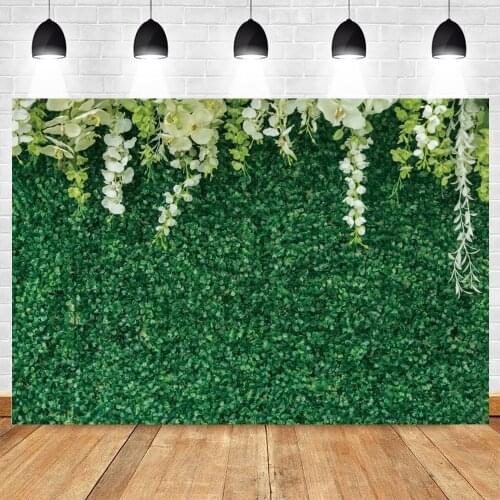 Green Grass Flower Wedding Baby Birthday Backdrop Photography Vinyl Photographic Background Photophone Photo Studio Shoot