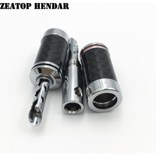 20Pcs High Quality HIFI Silver Plated Carbon Fiber Speaker Cable BFA Banana Male Amplifier Terminal Jack Plug Audio Connector