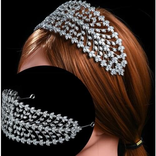 High-grade Elegant Bridal Crystal AA Cz Tiaras Ladies Shining Headbands for Prom/Wedding/Birthday Party