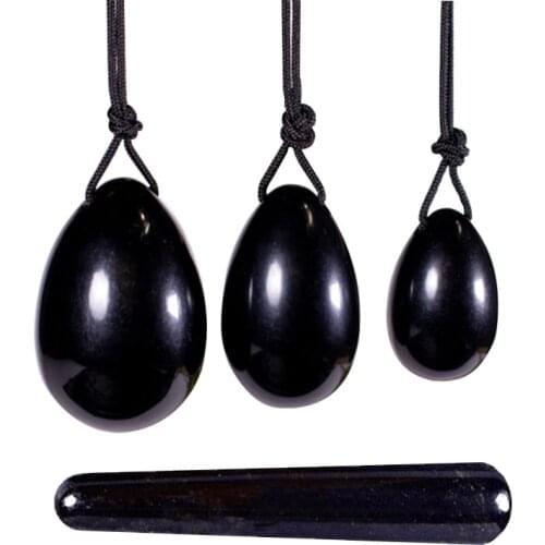 Yoni Jade Egg Set Vaginal Muscle Firming Kegel Exercise Ball Feminine Hygiene Stone Massager Yoni Wand Drilled Crystal Obsidian