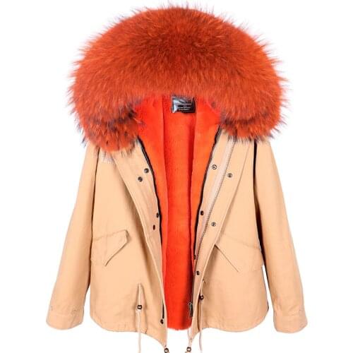 2021 Waterproof Short Parka Winter Jacket Women Real Fur Coat Natural Fox Fur Collar Hood Warm Streetwear Detachable