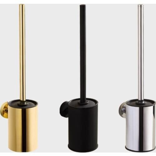 Gold Toilet Brush Holder with Brush 304 Stainless Steel Nickel/Black Bathroom Toilet Scrub Cleaning Brush Holder Set
