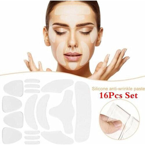 16 In 1 Anti Wrinkle Patches Rimpel Pads Reusable Silicone Wrinkle Removal Face Forehead Neck Eye Sticker Skin Care Patch