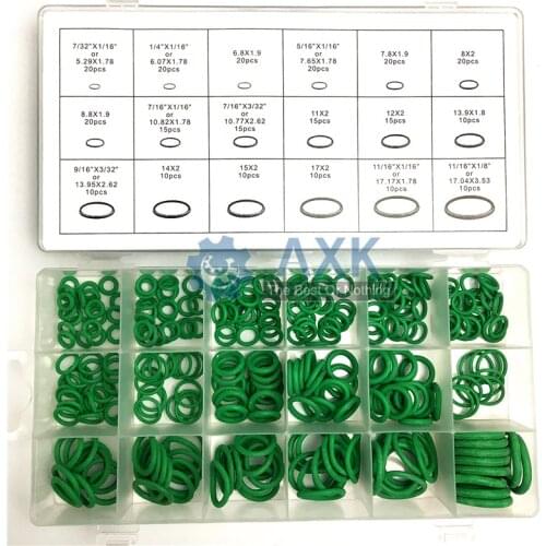 AXK 270pcs Green Air Conditioning Rubber O-Ring Tap Washer Gasket Set Seal Metric Assortment Plumbing Kit