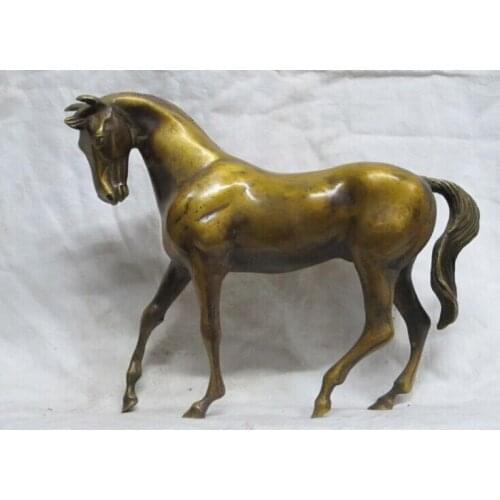 Free shipping 002364 10.5"Chinese Bronze gilt sculpture graceful elegant horse QIAN LI MA St
