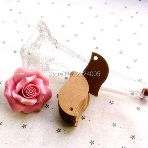 Free shipping in stock 3x5cm willow shape blank tag 350gsm craft paper/paper card hang label