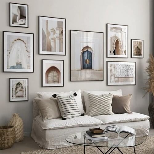 Bohemian Beige Poster Moroccan Door Vintage Prints Modern Dining Living Room Sofa Backdrop Wall Art Pictures Decorative Painting