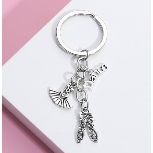 Ballet Keychain Dancer Key Ring Ballet Slipper Ballerina Skirt Dance Metal Key Chains Girl Gifts For Women DIY Jewelry Handmade