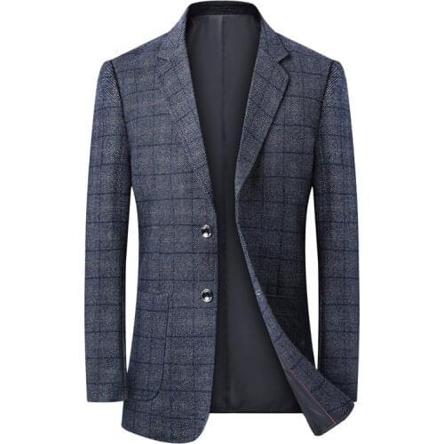 Brand clothing Fashion New Mens Casual Boutique Double Buckle Suit / Male Slim Business Plaid Dress Jacket Blazer Coat S-3XL