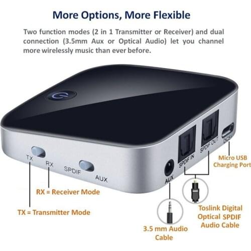 BTI029 2 IN 1 Bluetooth 5.0 Receiver Transmitter CSR8670 Wireless Audio Adapter SPDIF 3.5MM AUX Audio For TV Car ATPX HD