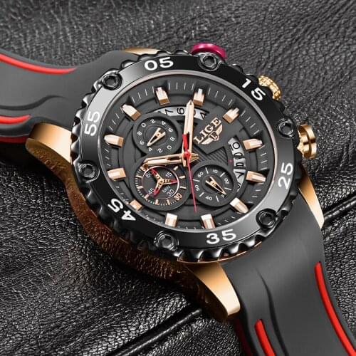 2021 LIGE New High Quality Silicone Mens Watches Top Brand Luxury Watch Men Unique Calendar Clock Fashion Sports Wrist Watch+Box