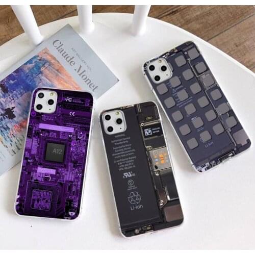 Inside electronics circuit board Black Cell Phone Case for iphone 12 pro max 11 pro XS MAX 8 7 6 6S Plus X 5S SE 2020 XR cover