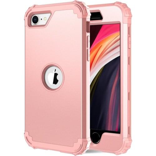 For iPhone SE (2020) for iPhone 4.7 SE Cases,Hard PC+Soft Silicone 3-Layers Hybrid Full-Body Protect Popular Covers