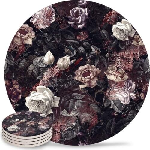 EXOTIC GARDEN NIGHT Coasters Waterproof Tea Cup Mat Christmas Home Decor Coffee Table Decor Ceramic Coasters